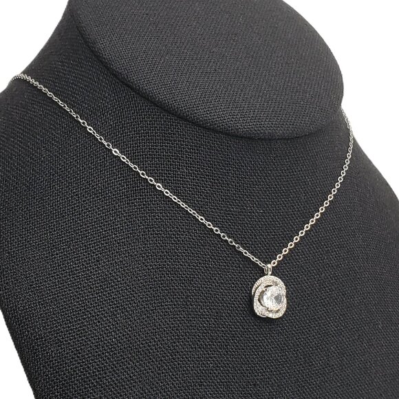 925 Sterling Silver Womens Round 2ct Diamond Pendant Necklace Ladies New Jewelry - Picture 4 of 8